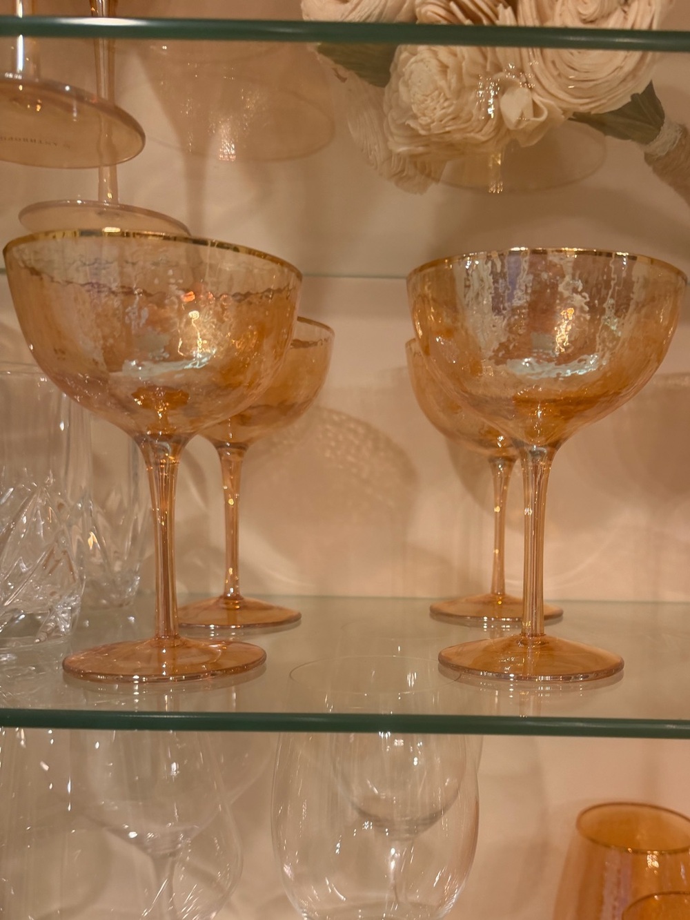 NEW! Anthropologie Zaza Luster Champagne Coupes in Honey (Set of 2) - Picture 2 of 4